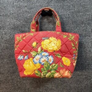 Pierre Deux Handbag Womens Medium Red Floral Quilted Cotton French Country Purse